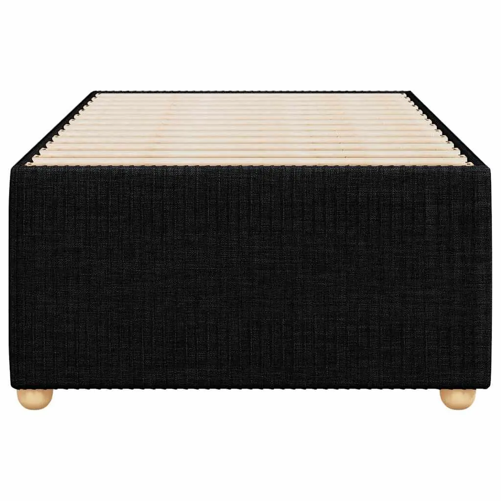 Bed Frame Bedroom 90x190 cm Black Fabric Upholstered Slatted Base