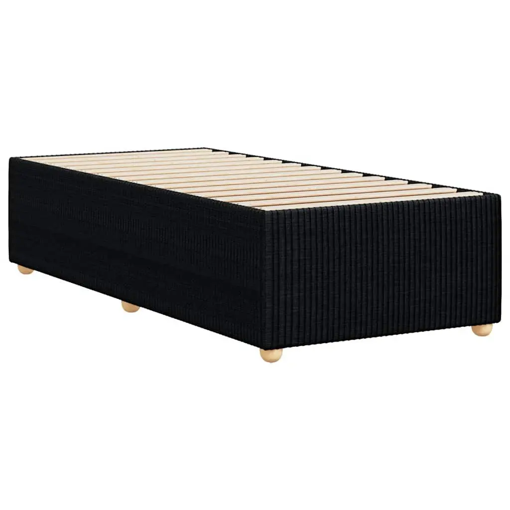 Bed Frame Bedroom 90x190 cm Black Fabric Upholstered Slatted Base