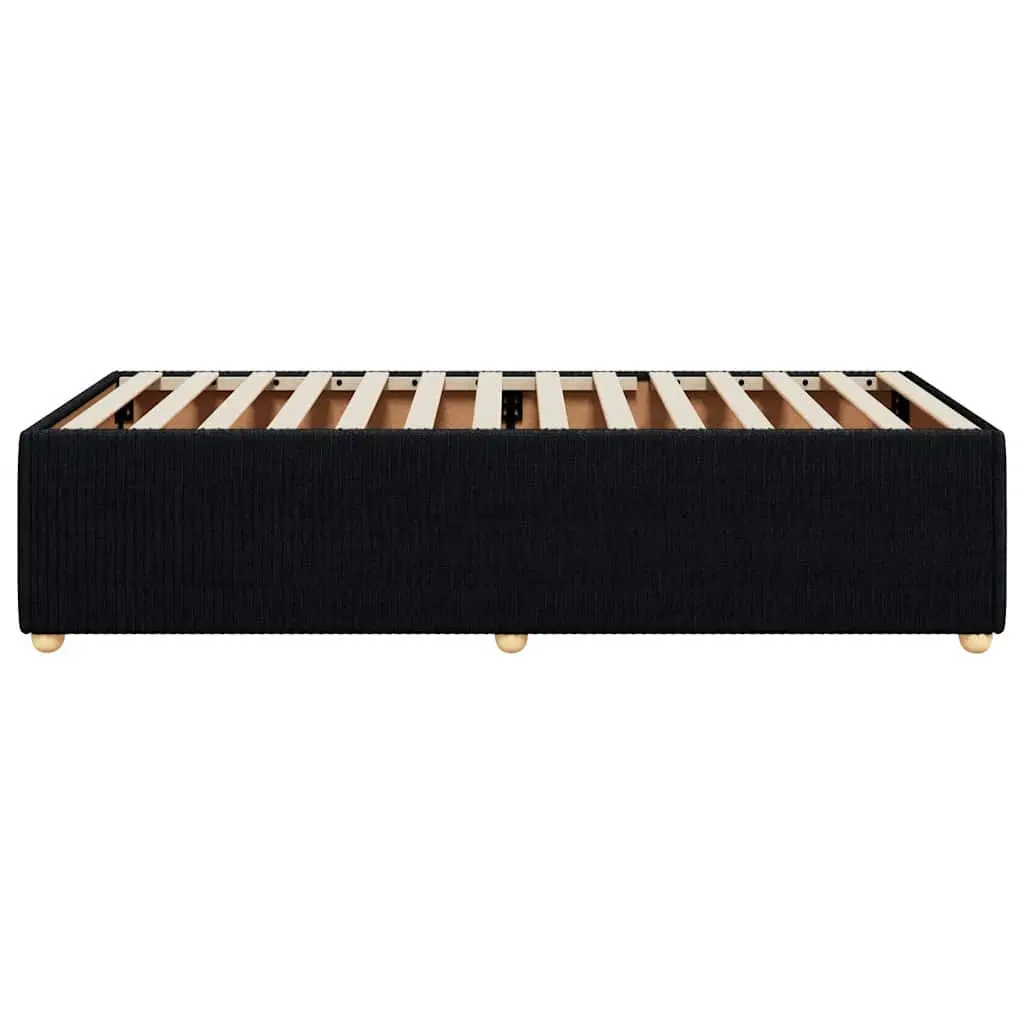 Bed Frame Bedroom 90x190 cm Black Fabric Upholstered Slatted Base