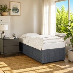 Grey Velvet Bed Frame Dimensions 90x190 cm, Slatted Base Included