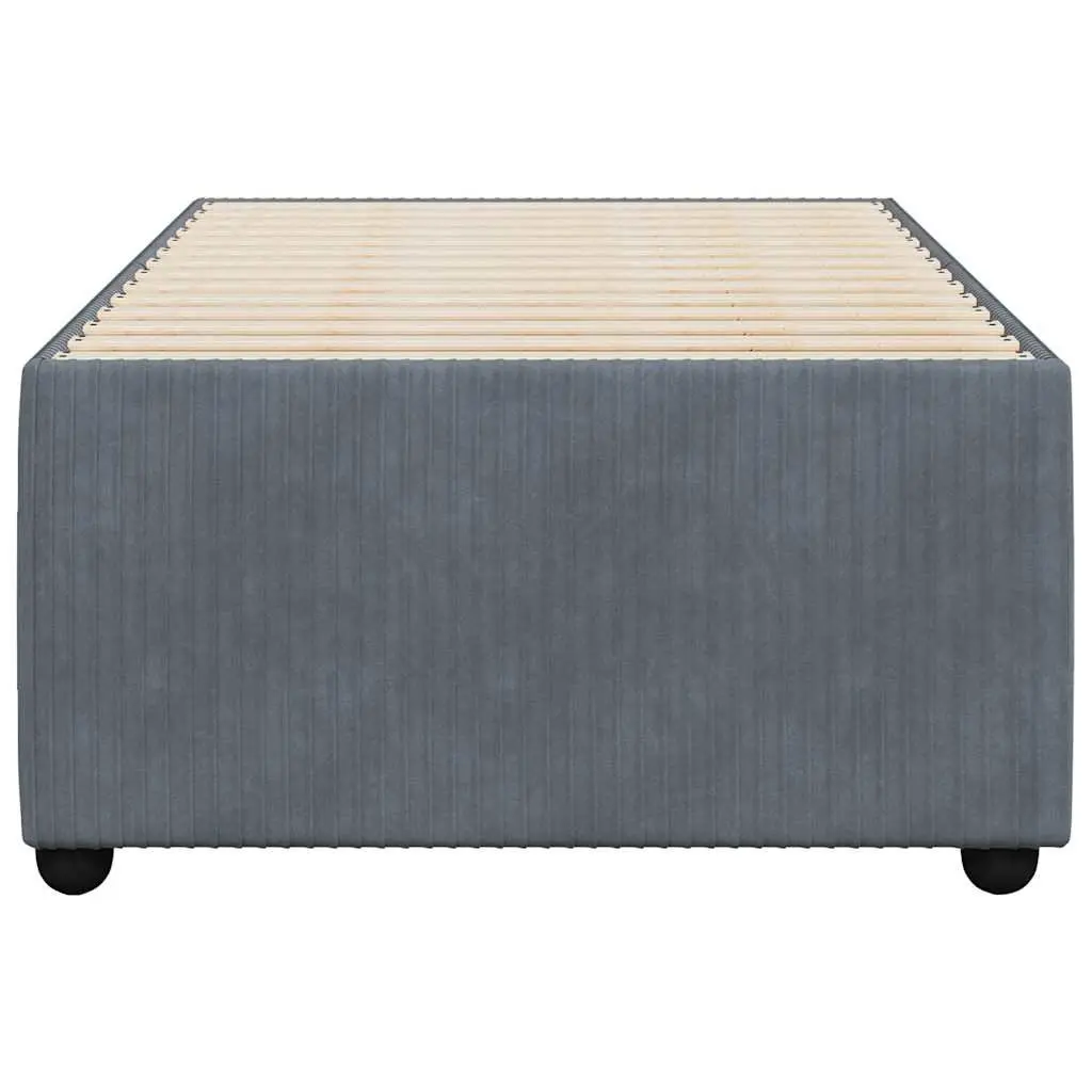 Bed Frame Bedroom 90x190 cm Grey Velvet Slatted Base