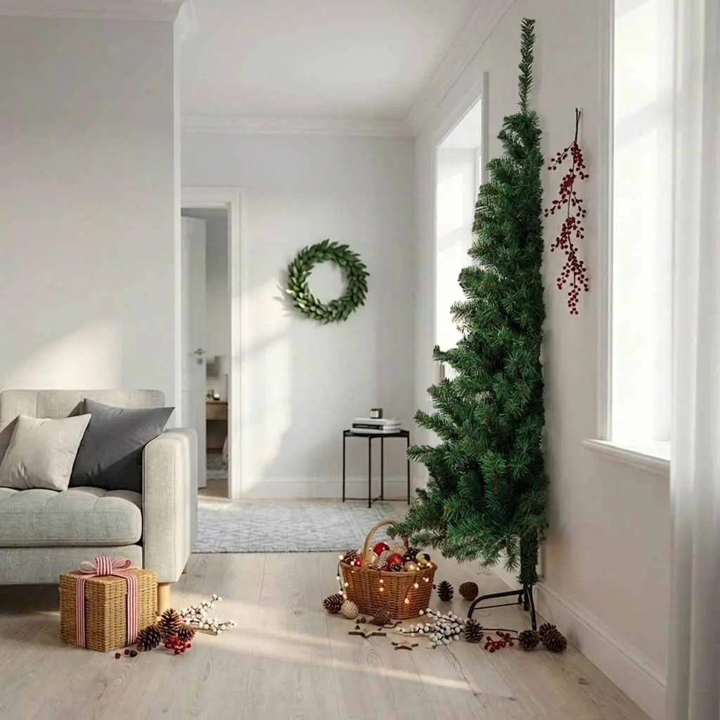 240cm Green Wall-Mount Artificial Christmas Tree