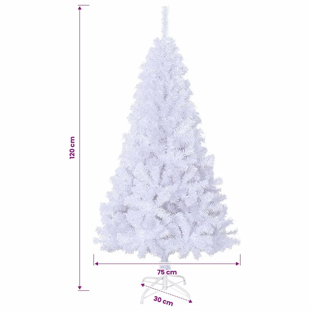 Artificial Christmas Tree Indoor Outdoor 120cm White PVC Thick Branches