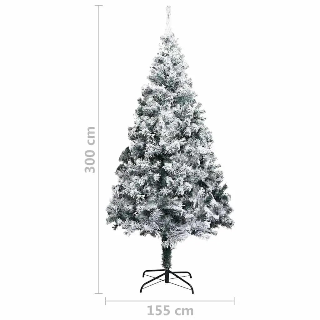 Artificial Christmas Tree Seasonal Decoration 300cm Flocked Snow Green PVC Branches