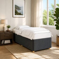 90x190 cm Grey Velvet Bed Frame with Slatted Base