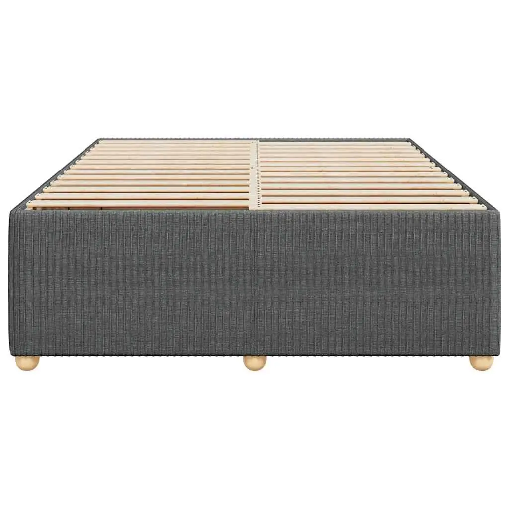 Double Bed Frame Grey Velvet Fabric Slats Support Bedroom Furniture