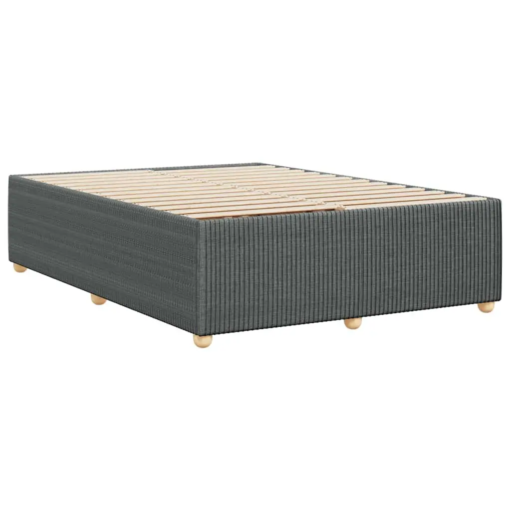 Double Bed Frame Grey Velvet Fabric Slats Support Bedroom Furniture