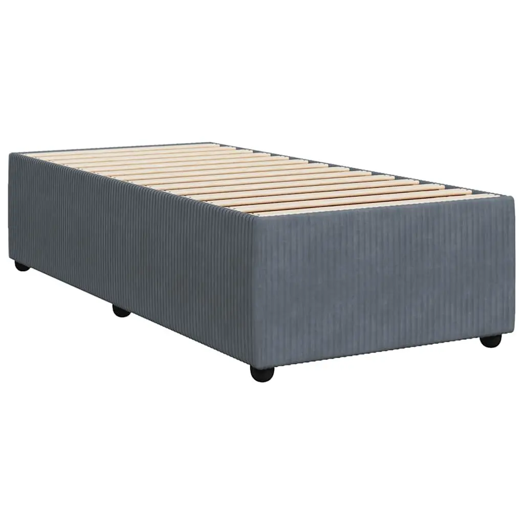 King Single Bed Frame Dark Grey Velvet Upholstered Bedroom Furniture No Mattress