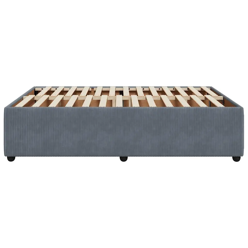 Double Bed Frame Grey Velvet Upholstered Bedroom Furniture