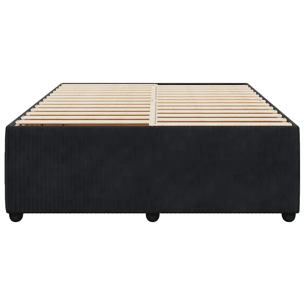 Double Bed Frame Black Velvet Upholstered without Mattress Bedroom Furniture