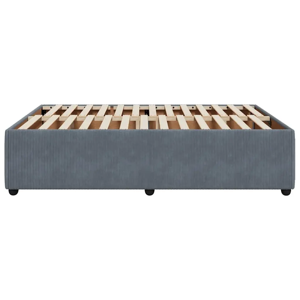 Queen Bed Frame Grey Velvet Upholstered Slats Support Bedroom Furniture