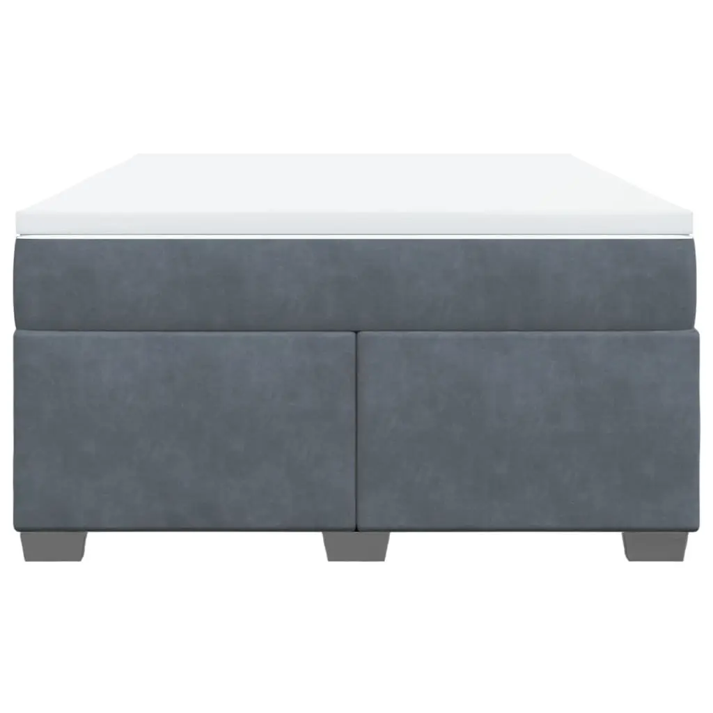Box Spring Bed with Pocket Spring Mattress Queen Size Bedroom Grey Velvet