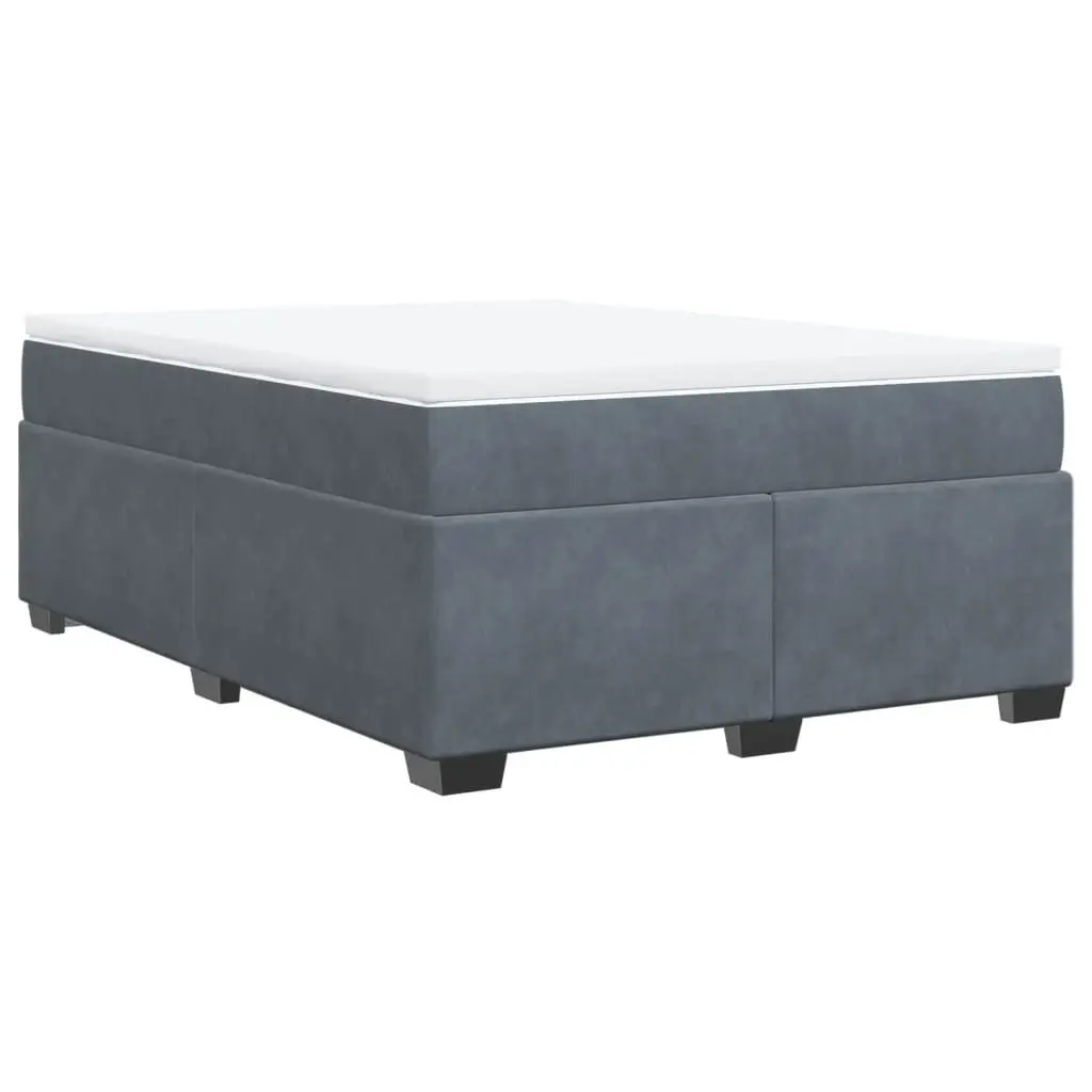 Box Spring Bed with Pocket Spring Mattress Queen Size Bedroom Grey Velvet