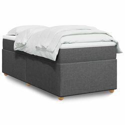 King Single Grey Fabric Box Spring Bed with Pocket Mattress