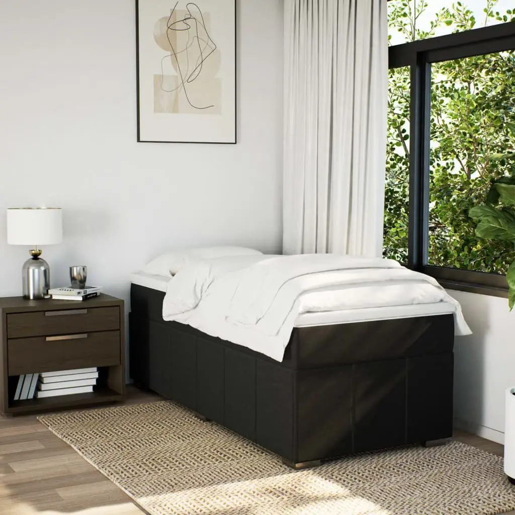 Box Spring Bed with Pocket Mattress for Bedroom King Single Size Black Fabric