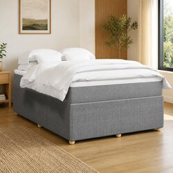 Double Box Spring Bed Specifications: Grey Fabric with Pocket Springs