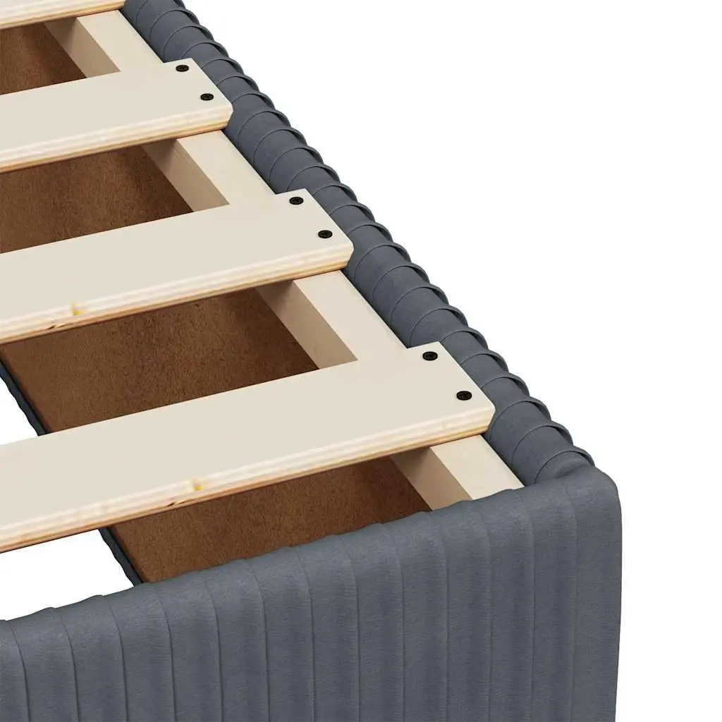 Box Spring Bed with Pocket Spring Mattress for Bedroom Double Grey Velvet Upholstered Frame