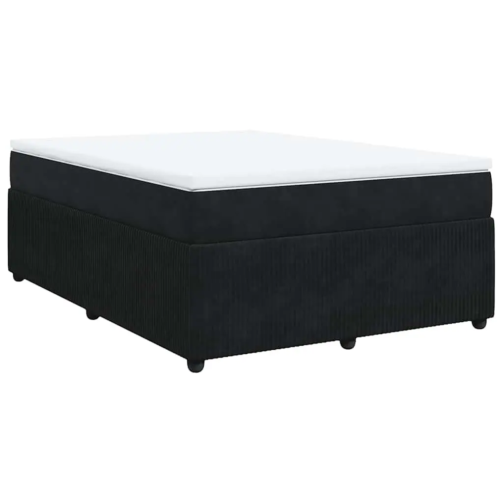 Double Box Spring Bed with Pocket Sprung Mattress Black Velvet Bedroom Furniture