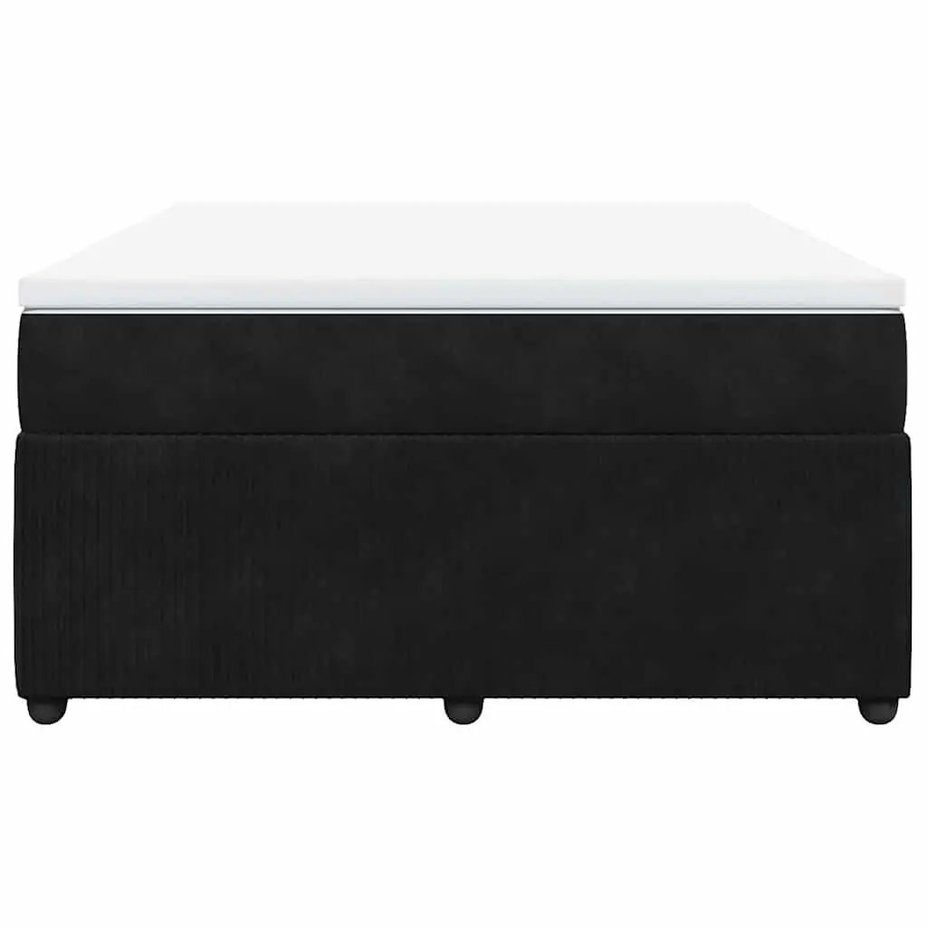 Double Box Spring Bed with Pocket Sprung Mattress Black Velvet Bedroom Furniture
