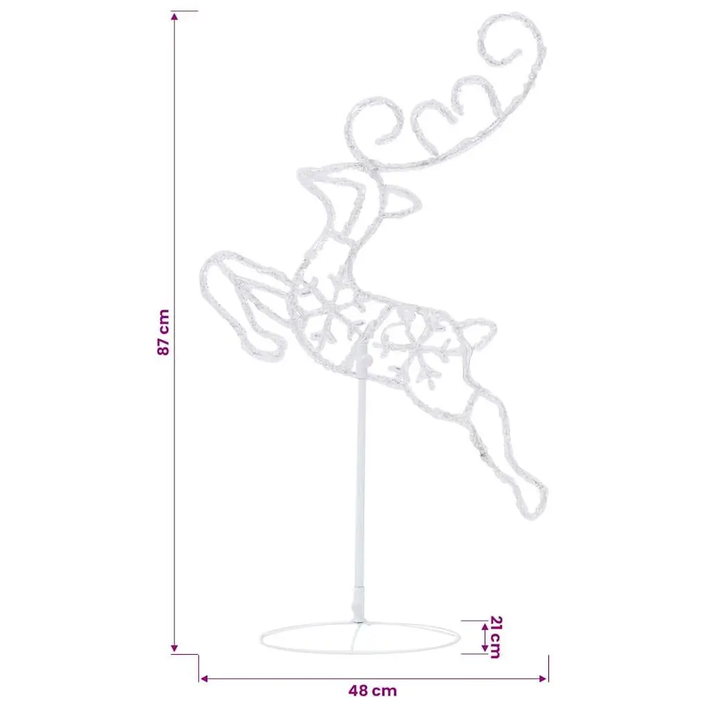 LED Light Decoration Sleigh Reindeer Warm White Indoor Outdoor 260x21x87cm