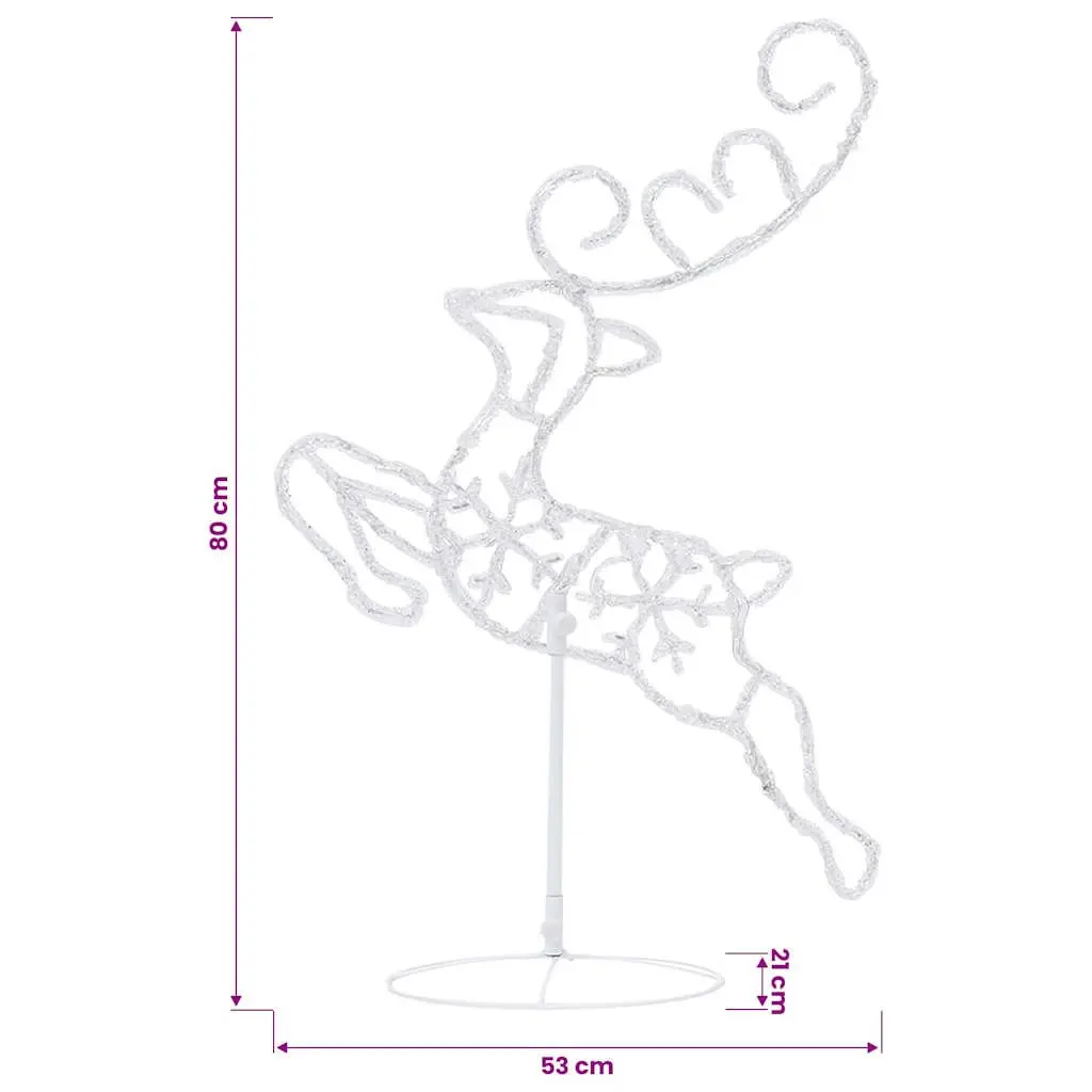 LED Light Decoration Sleigh Reindeer Warm White Indoor Outdoor 260x21x87cm