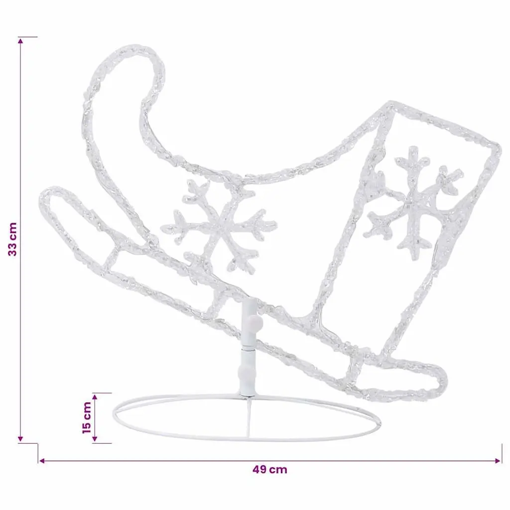 LED Light Decoration Sleigh Reindeer Warm White Indoor Outdoor 260x21x87cm
