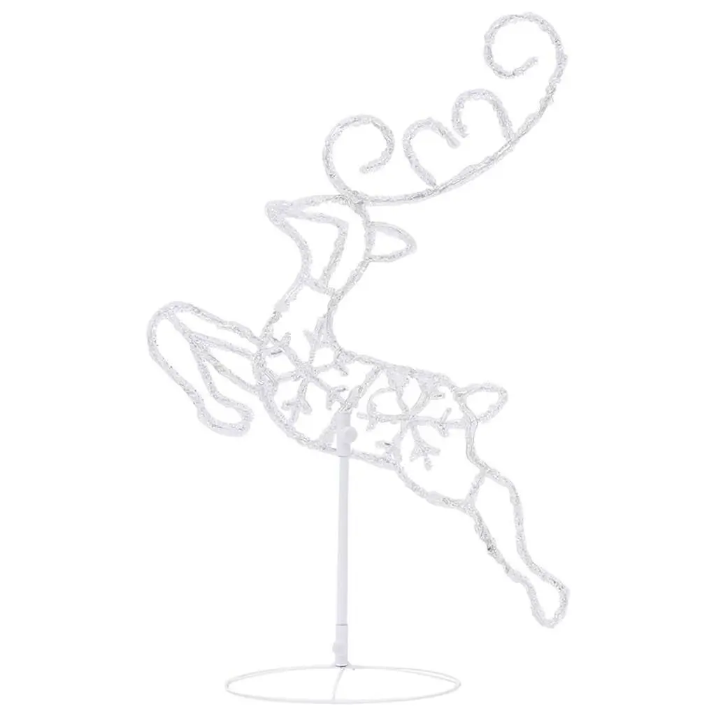 Christmas Decoration Acrylic Flying Reindeer Sleigh 260cm with LED Lights Cold White