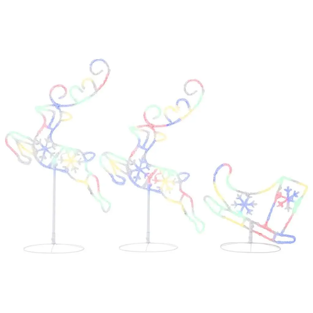 Christmas Flying Reindeer Sleigh Decoration LED Lights Outdoor Garden Acrylic