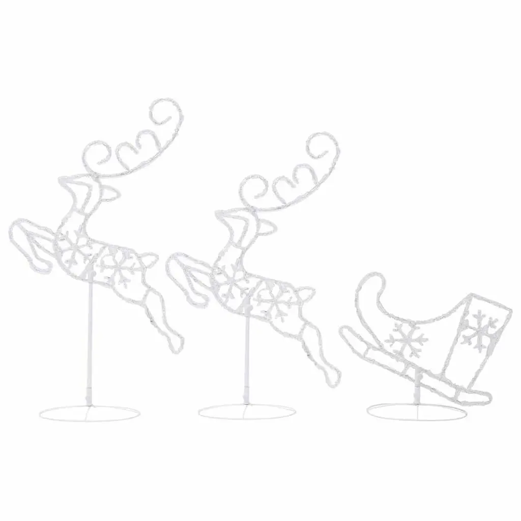 Christmas Flying Reindeer Sleigh Decoration LED Lights Outdoor Garden Acrylic