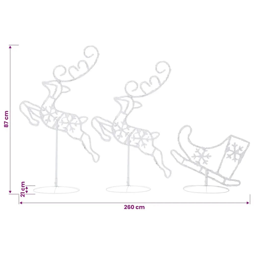 Christmas Flying Reindeer Sleigh Decoration LED Lights Outdoor Garden Acrylic