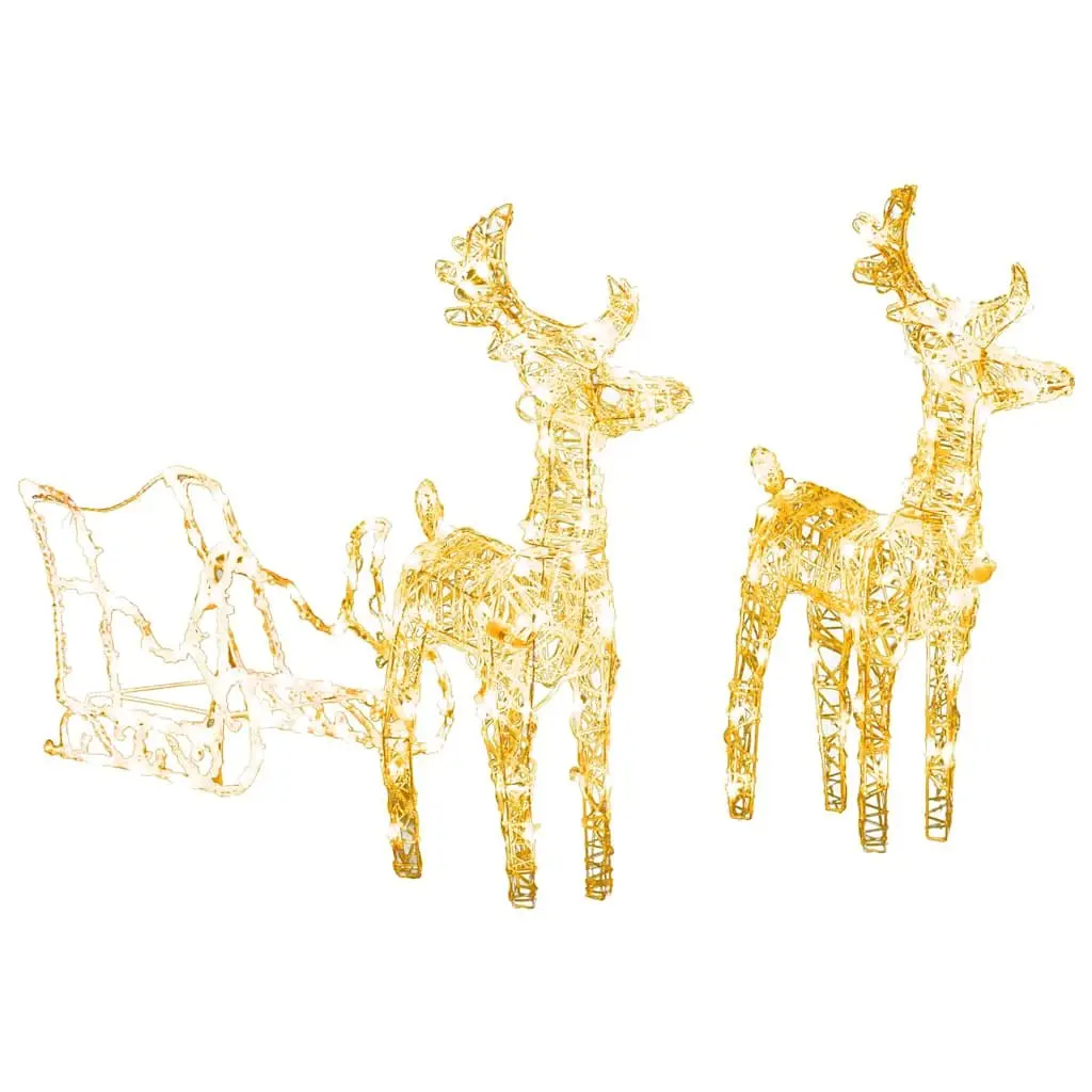 Christmas Reindeer Sleigh Light Decoration Outdoor Garden 130 cm 160 LEDs Warm White