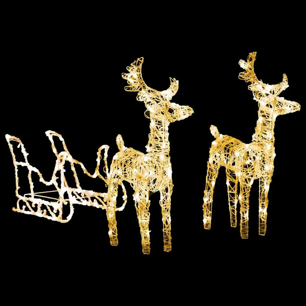 Christmas Reindeer Sleigh Light Decoration Outdoor Garden 130 cm 160 LEDs Warm White