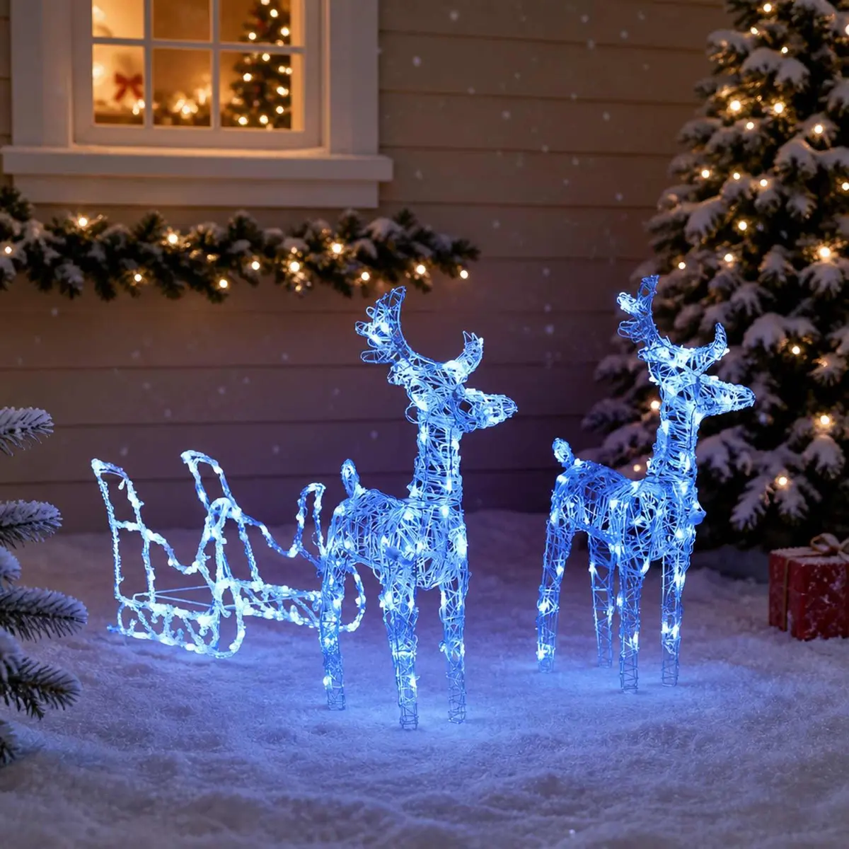 Christmas Reindeer Sleigh Decoration