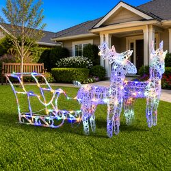 Christmas Reindeer Sleigh Decoration: 130cm, 160 LED Lights