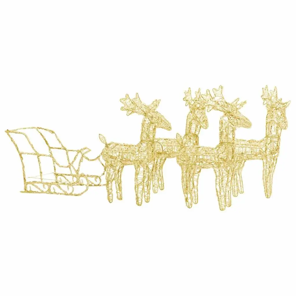 Christmas Reindeer Sleigh LED Light Decoration Outdoor Garden 280 x 28 x 55 cm