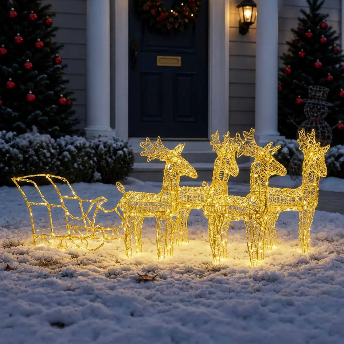 Christmas Reindeer Sleigh LED Light Decoration Outdoor Garden 280 x 28 x 55 cm