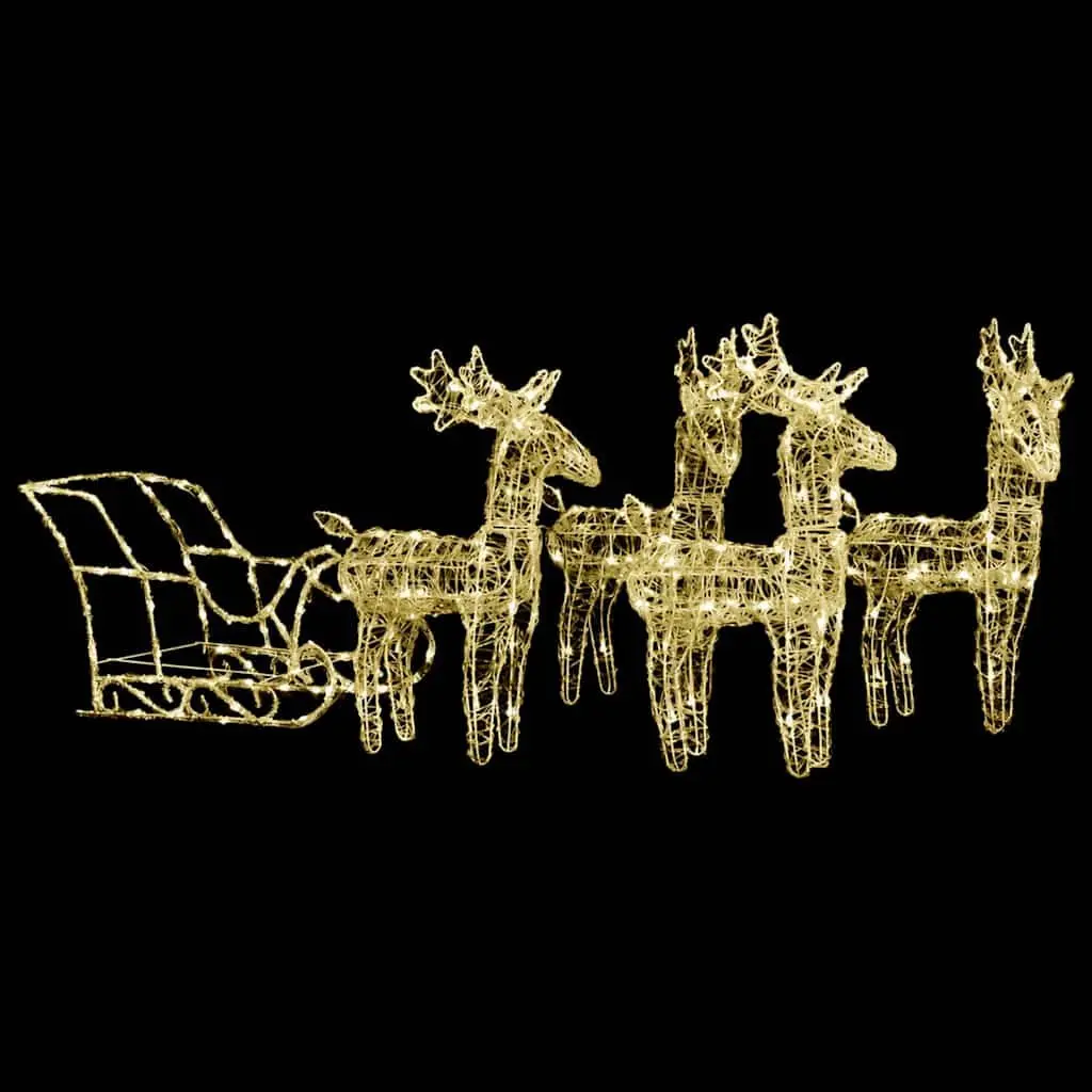 Christmas Reindeer Sleigh LED Light Decoration Outdoor Garden 280 x 28 x 55 cm