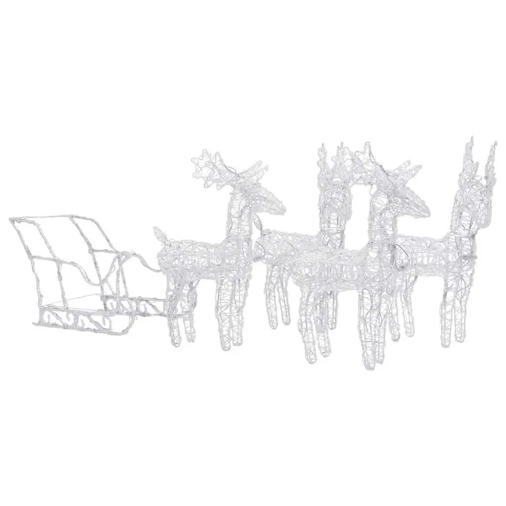 Christmas Reindeer Sleigh LED Light Decoration Outdoor Garden 280 x 28 x 55 cm