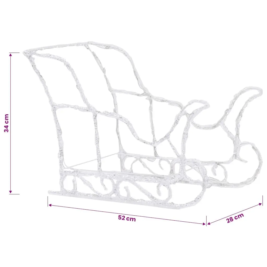 Christmas Reindeer Sleigh LED Light Decoration Outdoor Garden 280 x 28 x 55 cm