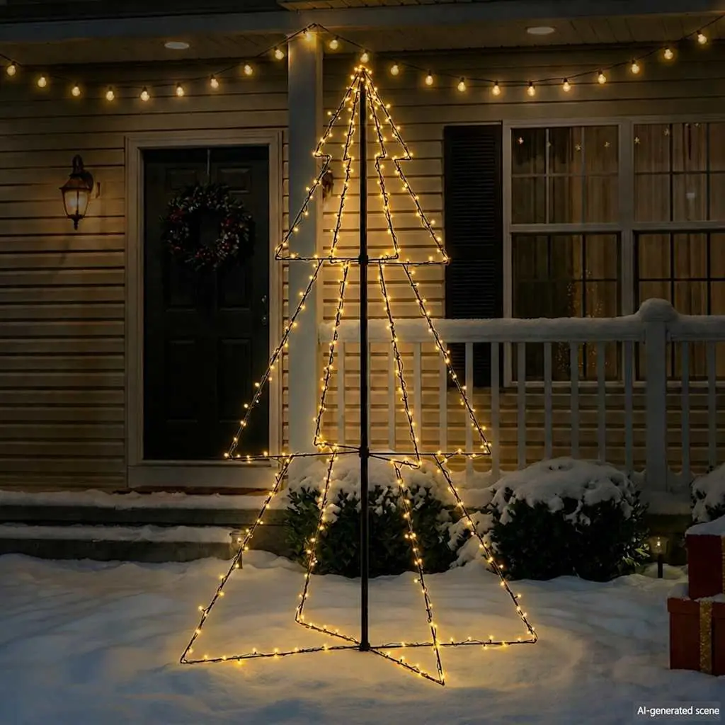 Christmas Cone Tree Indoor Outdoor 118x180cm 240 LEDs 8 Lighting Effects