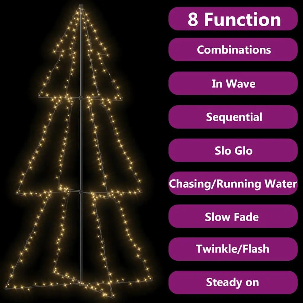 Christmas Cone Tree Indoor Outdoor Decoration 120x220 cm 300 LEDs White
