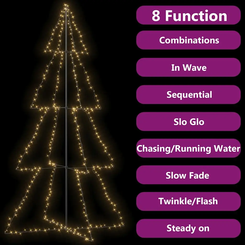 Christmas Cone Tree 360 LED Lights Indoor Outdoor Decoration 143x250cm White