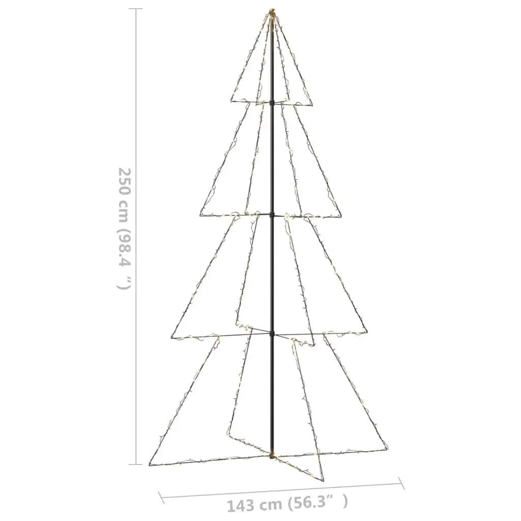 Christmas Cone Tree 360 LED Lights Indoor Outdoor Decoration 143x250cm White
