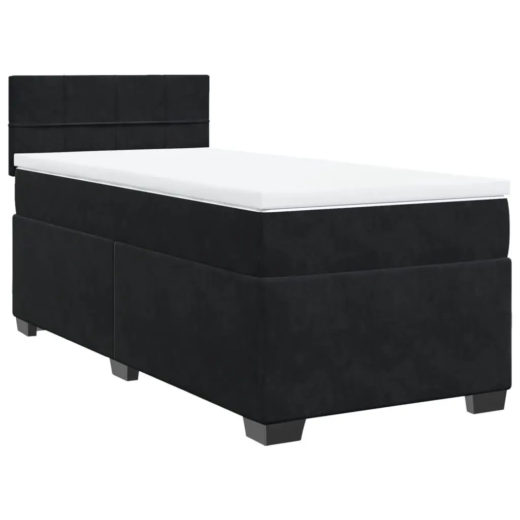 Box Spring Bed King Single with Pocket Mattress Black Fabric Frame
