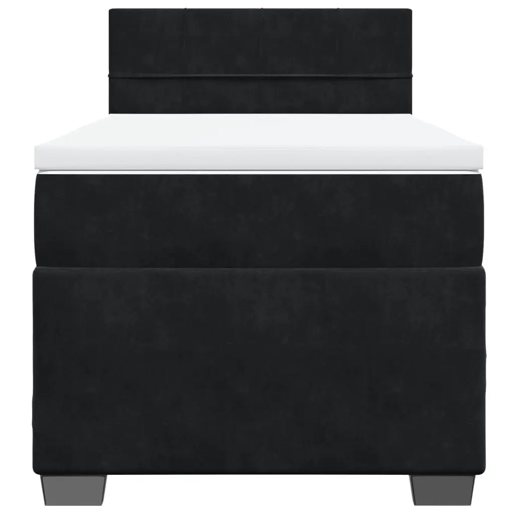 Box Spring Bed King Single with Pocket Mattress Black Fabric Frame