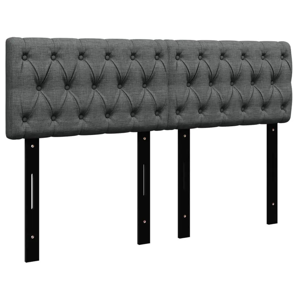 Double Box Spring Bed with Pocket Sprung Mattress Black Fabric Frame Slats