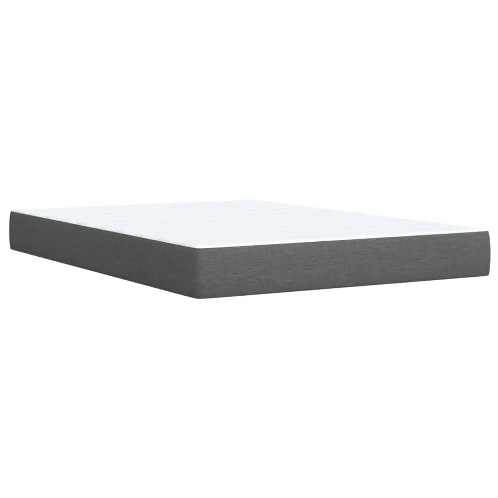 Double Box Spring Bed with Pocket Sprung Mattress Black Fabric Frame Slats