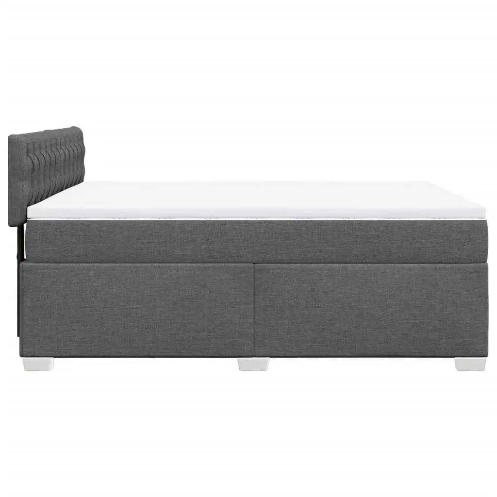 Double Box Spring Bed with Pocket Sprung Mattress Black Fabric Frame Slats