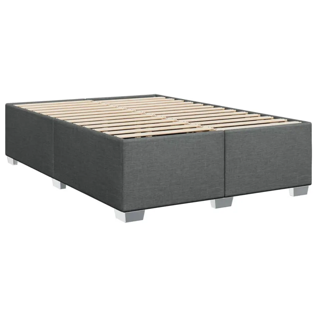 Double Box Spring Bed with Pocket Spring Mattress Black Fabric Frame