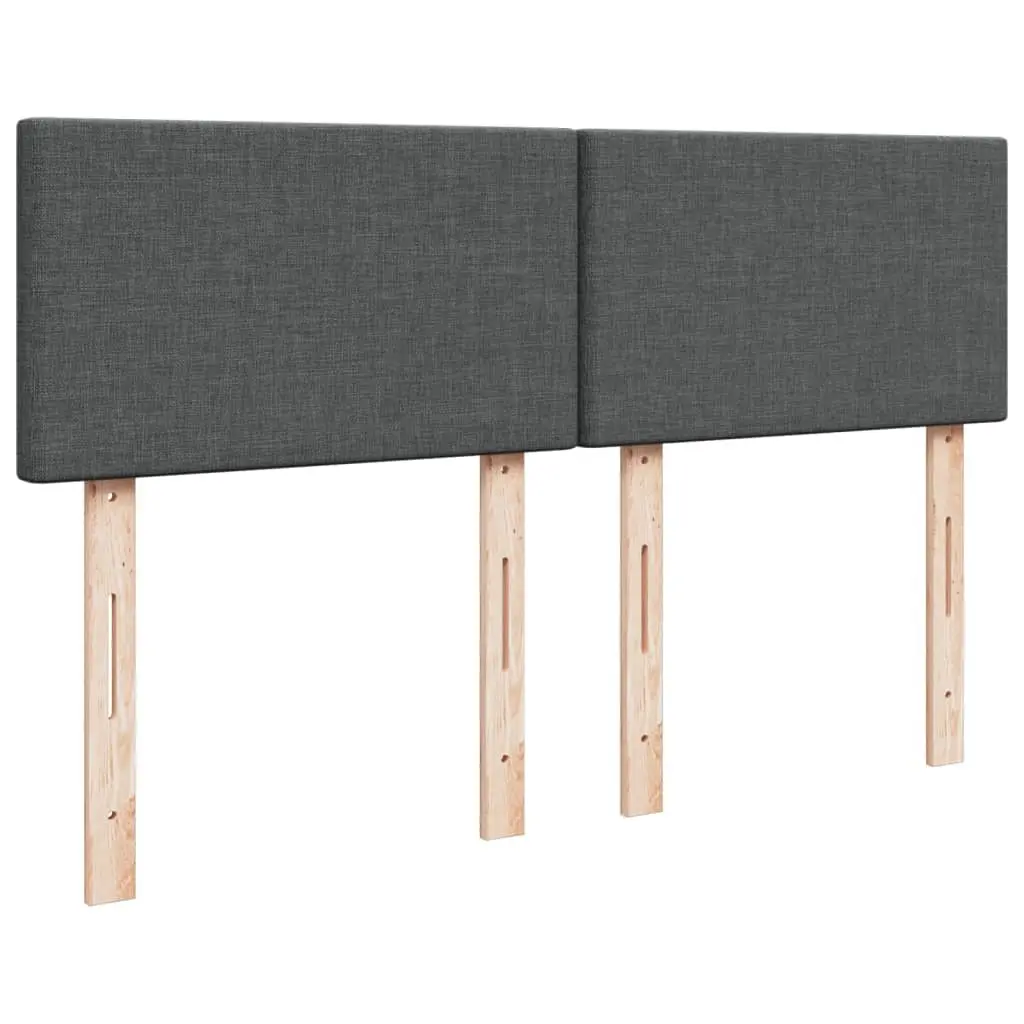 Queen Bed Frame Grey Fabric Pocket Spring Mattress Slatted Base